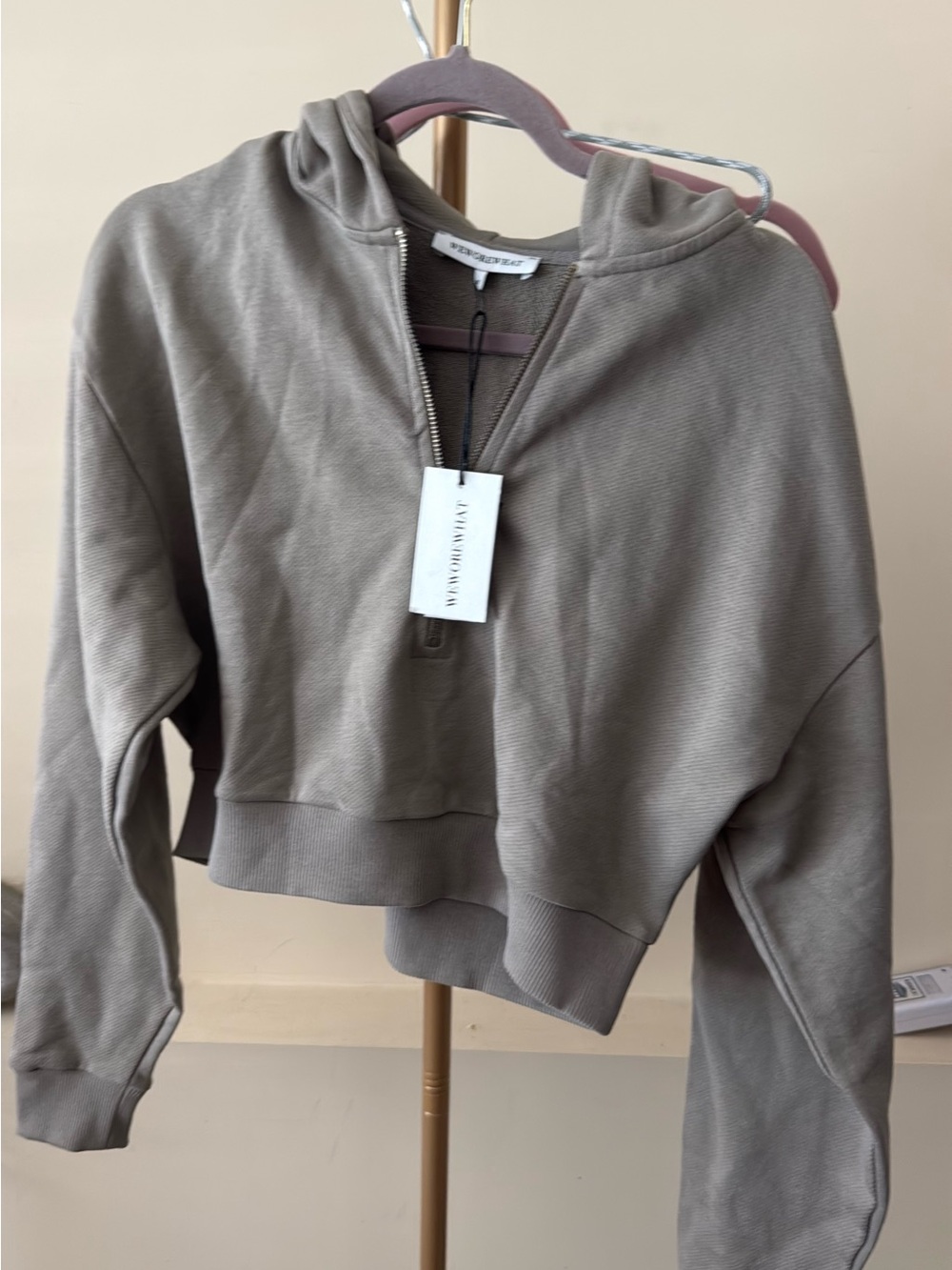 We wore what Grey Cropped Half-Zip Hoodie n